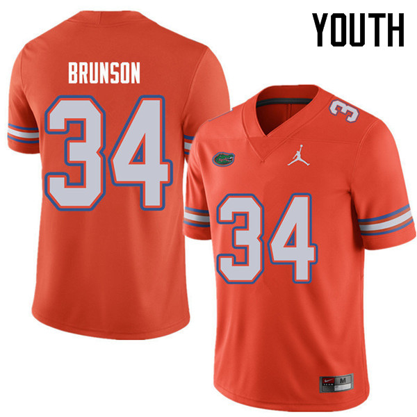 Jordan Brand Youth #34 Lacedrick Brunson Florida Gators College Football Jerseys Sale-Orange - Click Image to Close